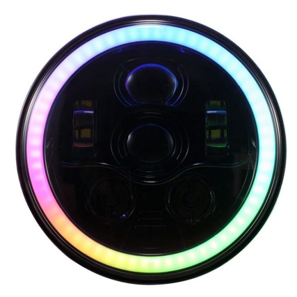Nova funkcija večbarvna 7 Palčni RGB LED žaromet z rumenim signalnim signalom za Jeep JK - Slika 8