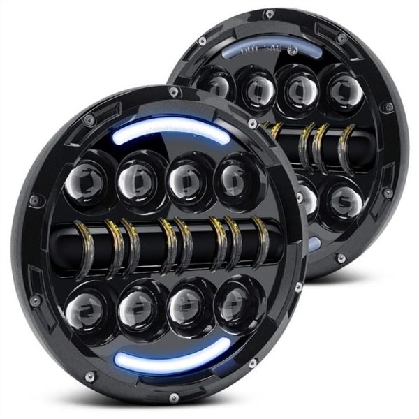 Sealed Beam Headlights 7inch For 07-17 Jeep Wrangler Hi-Lo Beam H4 12V 24V Headlamp With Halo - Image 2