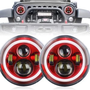 7 Inch Red Halo Lights For Jeep Wrangler Red Halo Headlights For Jeep Wrangler JK
