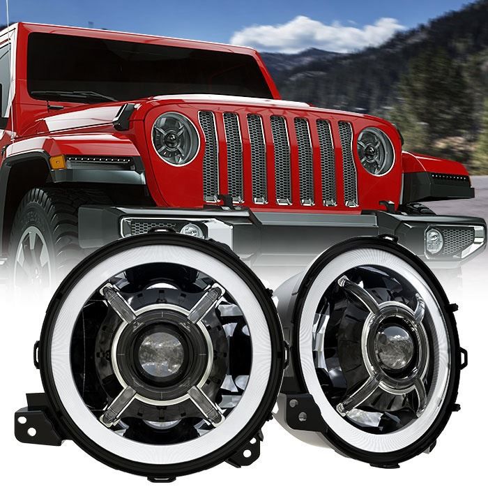 9 Inch Round Halo Led Headlight Conversion Kit For Jeep Wrangler JL