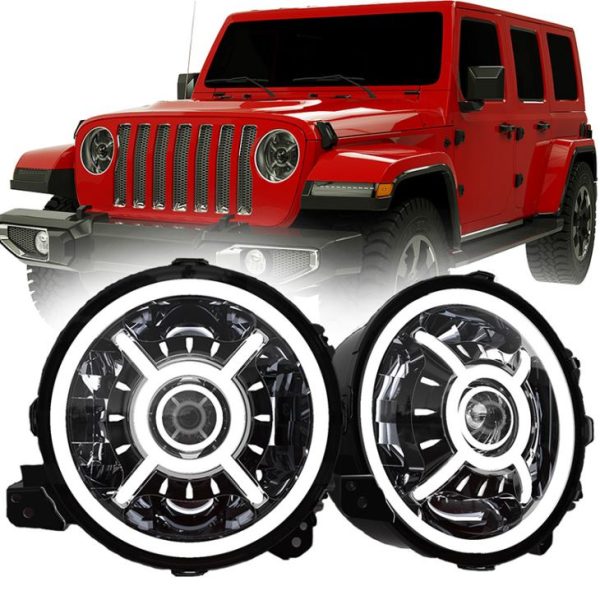 Led Lights For Jeep JL Halo Headlights DOT SAE Projector Lights For Jeep Wrangler JL Halo Headlights With High Low Beam DRL