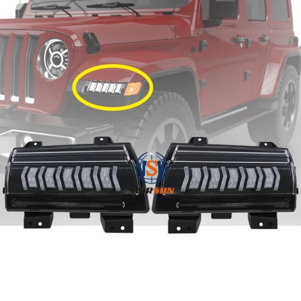 Morsun Front Fender Led Daytime Running Light With Sequential Turn Signals For 2018+ Jeep Wrangler JL Sahara Rubicon