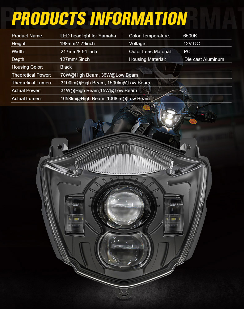 2004-2016 Yamaha xt660r xt660x Led Headlight Technical Parameters